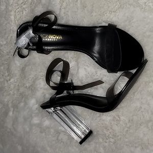 Fashion Nova Black/Clear Heels